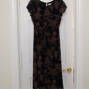 Ann Taylor Black and Brown Midi Dress